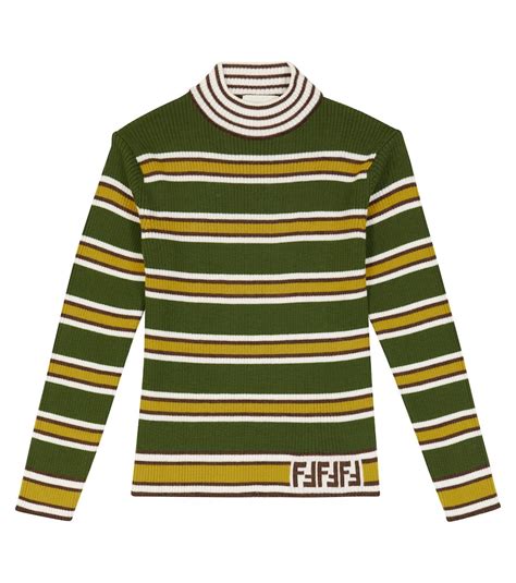 Shop Fendi Stripe Turtleneck Sweater 